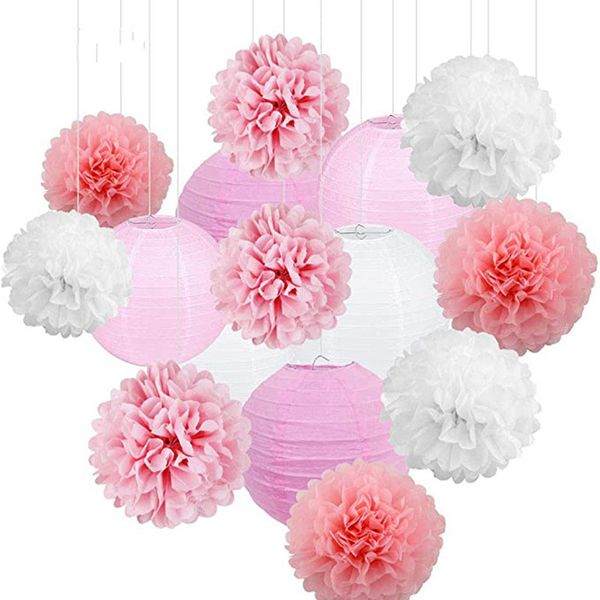 

multicolored birthday party paper lantern 12 each sets decorations flower lantern fashion pretty holiday wedding decoration, Black;white