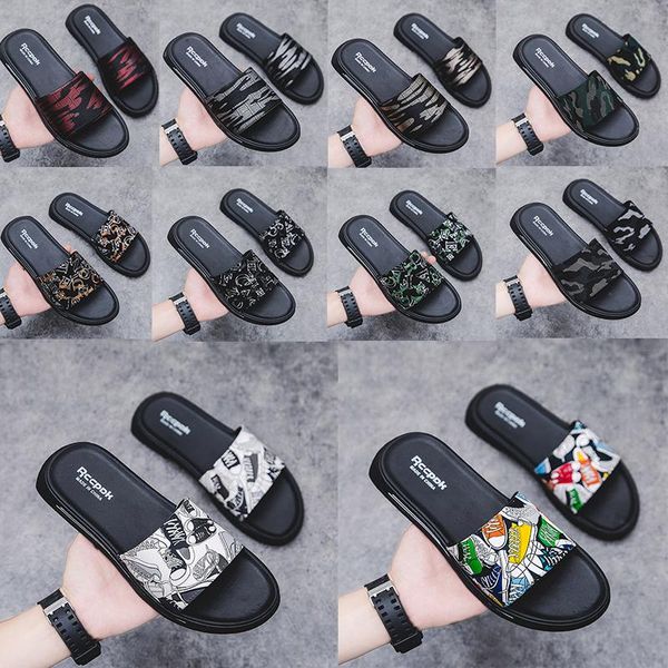 

men's shoes sandals and slippers street hip-hop new sports tide brand flip flops non-slip wear-resistant indoor and outdoor wear beach, Black