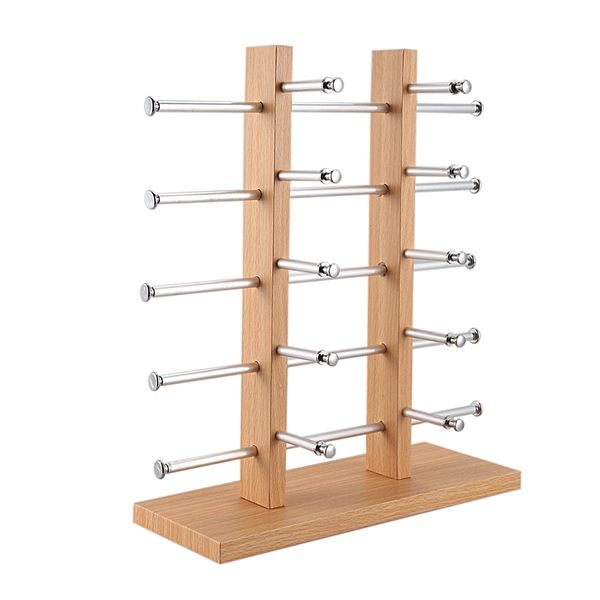 

2 row 5 layers wooden sunglasses rack holder frame glasses sale show display stand organizer for 10 pair sunglasses wood grain other home st
