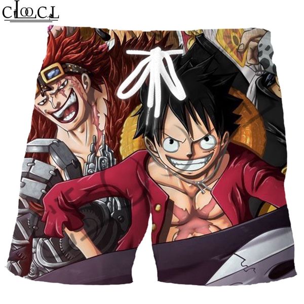 

men's shorts cloocl one piece japanese anime plus size casual beach pants 3d printing pattern mens sports summer leisure elastic waist, White;black