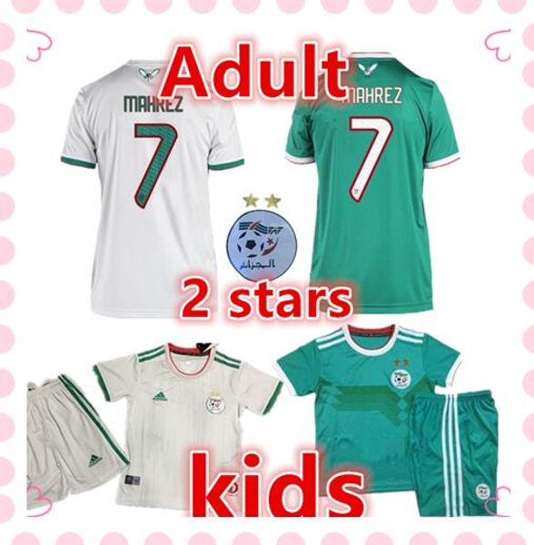 Acheter 2 étoiles Algerie Enfant Kids Kit Adulte Algérie Maillot De Football Algeria Soccer Jersey Man 2019 Mahrez Feghouli 19 20 Maillot De Foot