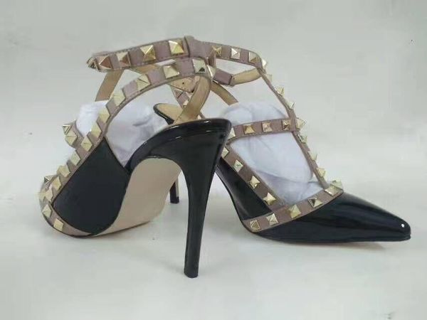 

design stylish woman pointed patent leather shoes with double buckle flat shoe party and daily flat shoes, Black