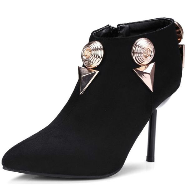 

high heels platform bota feminina shoes woman leather boots shoes wedding ladies sapatos feminino ankle boots women, Black