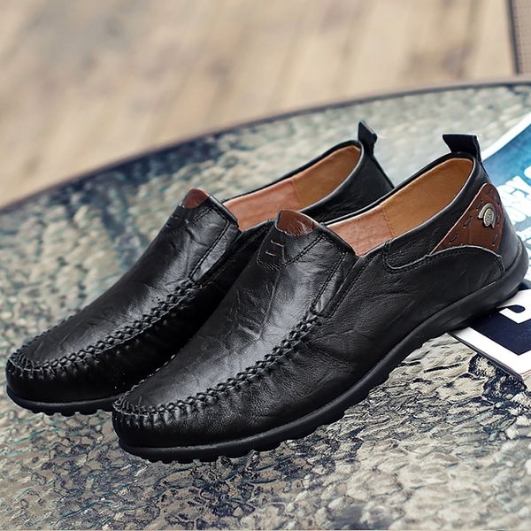 

big size 38-56 fashion casual loafers men leather shoes nice moccasins driving designer shoes high quality, Black