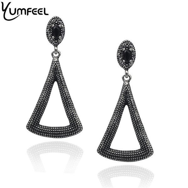

yumfeel new vintage jewelry metal with antique silver plated geometry dangle earrings for woman, Golden