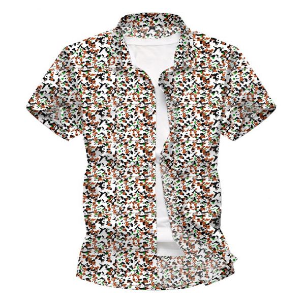 

2020 spring and summer mens short-sleeved shirt fashion casual hawaiian flower shirt men red blue camisa masculina, White;black
