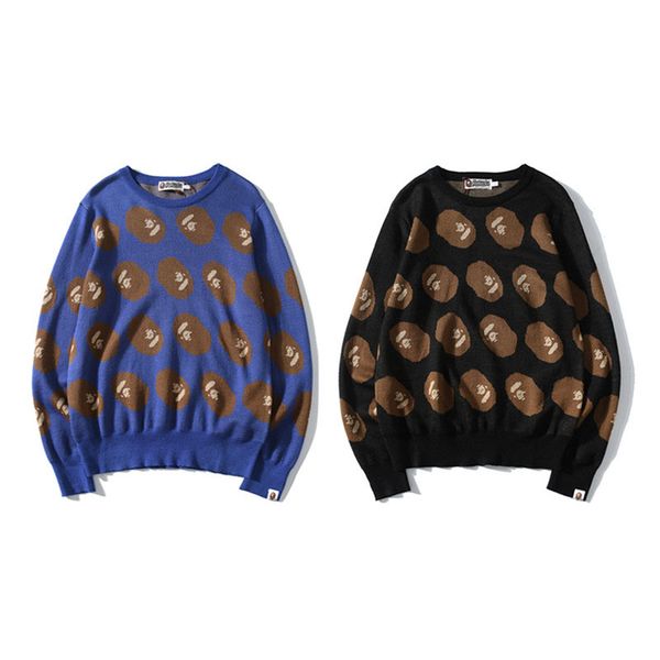 

BAPE Мода Мужчины Женщины Свитера Толстовки Известные Марка Мужчины Женщины Дизайнерская Пары высокого качества свитера способа печати Верхняя одежда Черный Синий