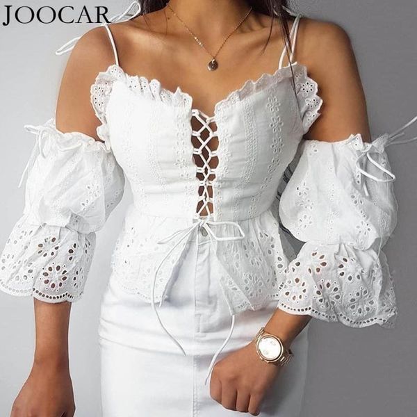 

2020 joocar v neck short sleeve backless lace drawstring straps jc1331, White