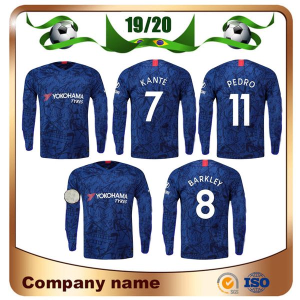 

19/20 long sleeve soccer jersey 2019 jorginho hazard giroud football shirt kovacic camiseta willian david luiz hudson odoi maillot de foot, Black;yellow