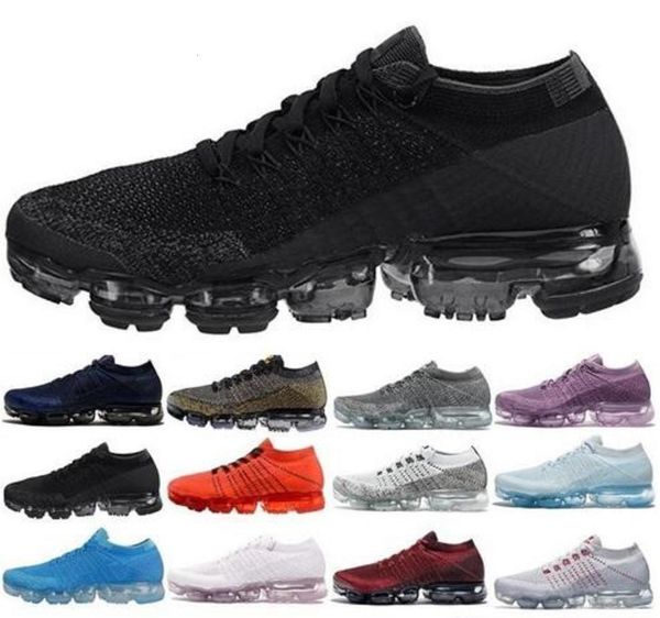 

new knit 1.0 fly women men shock racer outdoor shoes triple black blue yellow shoes sports sneakers trainers size 36-45