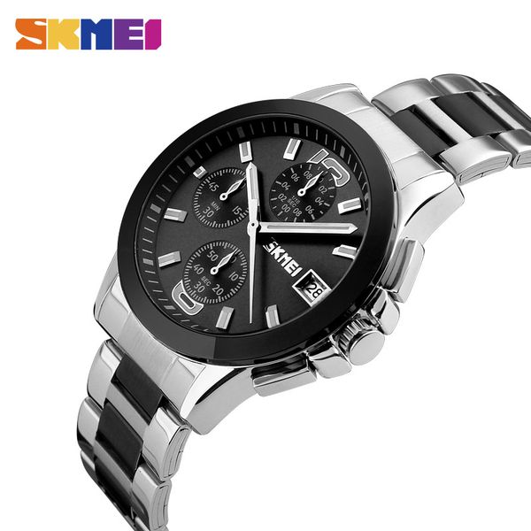 

skmei men quartz watches multifunction sports fashion watch waterproof clock men relogio masculino 9126, Slivery;brown