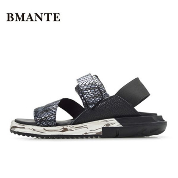 

new arrival men beach sandal luxury slip summer men owen shoes casual serpentine popular spring summer solid mature sandals, Black