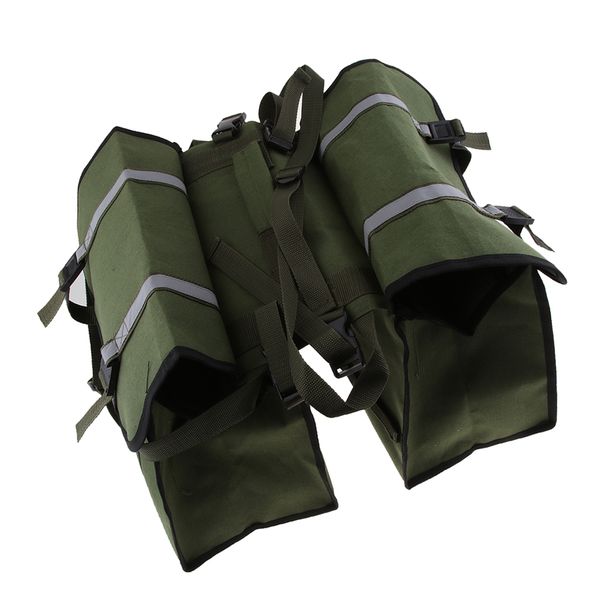 

multifunctional waterproof canvas motorcycle saddle bag bike bicycle side storage pouch army green