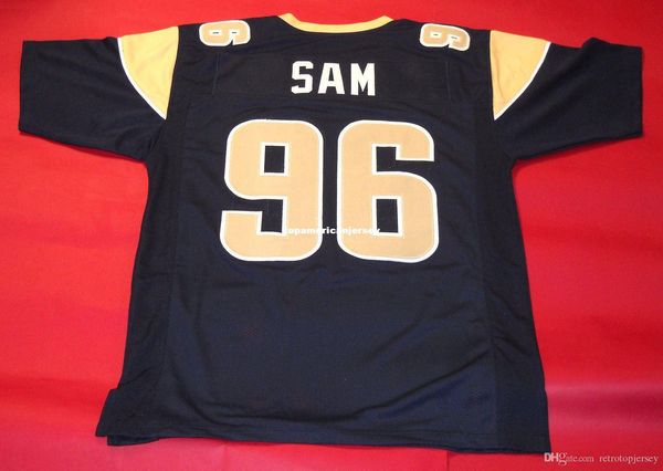 

retro #96 michael sam custom mitchell & ness jersey bule mens stitching s-5xl,6xl football jerseys running, Black;blue