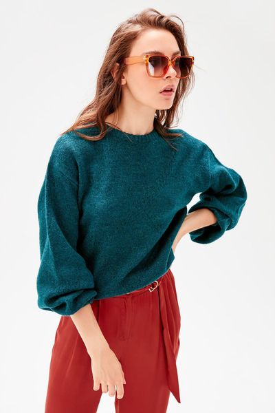

trendyol green diamond braided knitwear sweater twoaw20kz0010, White;black