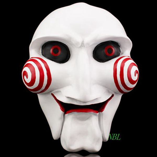 

movie chainsaw massacre jigsaw puppet mask full face halloween creepy movie saw theme resin masks masquerade party cosplay props adult