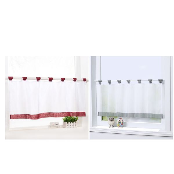 

2x polyester 90x45cm 35"x18" kitchen cafe rod window curtain tier drape