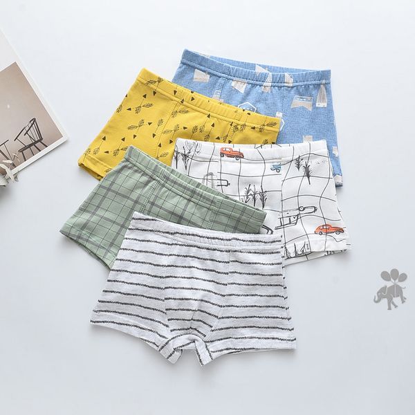 

children cotton underwear boys suits cartoon animal print cotton panties boxer briefs 5pcs/set, Camo