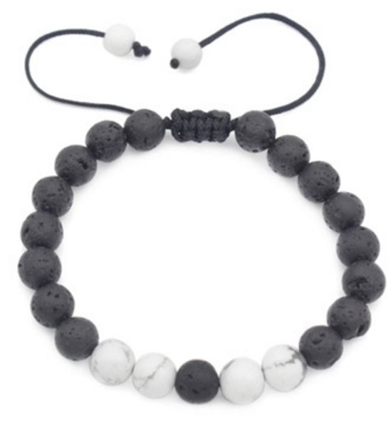 

8mm rope chakra healing balance reiki buddha prayer yoga bracelet jh3 adjusted macrame onyx matte volcanic stone bangles, Golden;silver