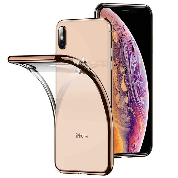 

For iPhone XS Max S XR 7 8 6S Plus Clear Transparent Electroplating Soft TPU Case Gel Phone Cover High Quality