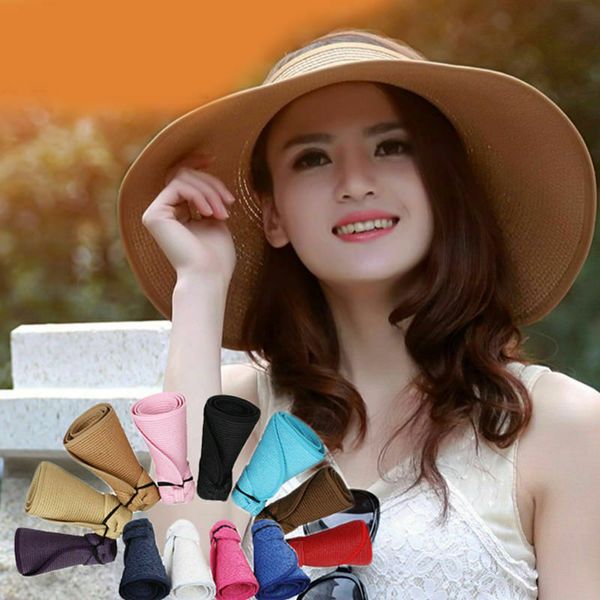

women adjustable visor sun hat sports golf tennis wide brim anti-uv cap new cap beach foldable women wide up ladies roll, Blue;gray