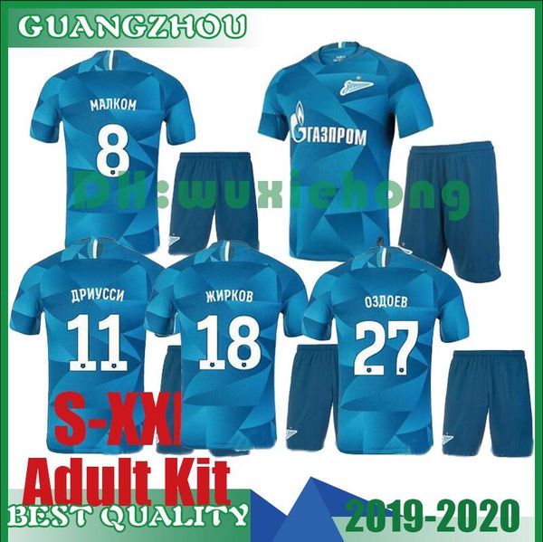 

kit 19 20 zenit home blue soccer jersey 2020 zenit #10 dzyuba #7 azmoun soccer shirt #27 ozdoev #9 kokorin football uniforms, Black