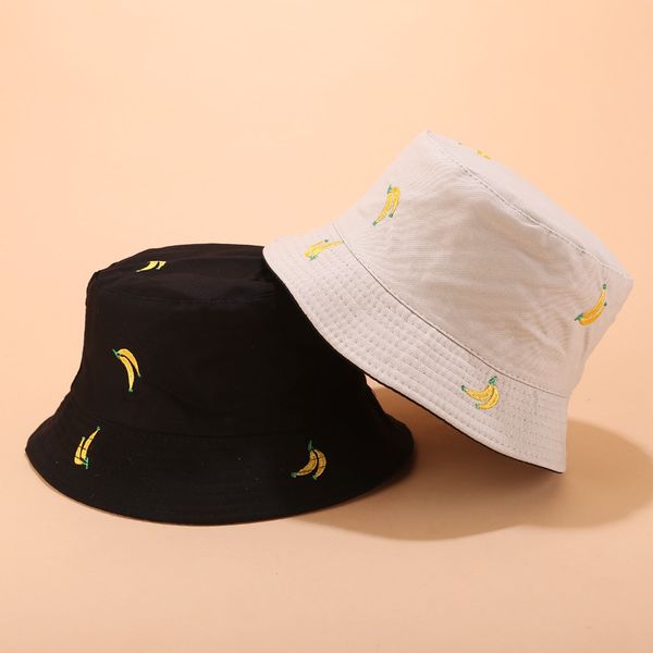 

panama bucket hat men women summer reversible cotton bucket cap banana print bob hat hip hop gorros fisherman fishing caps hats