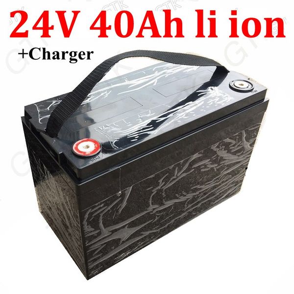 

gtk 24v 40ah lithium ion battery 24v li ion 18650 bms 7s for 1000w electric boats e-scooters golf carts dune buggy + 5a charger