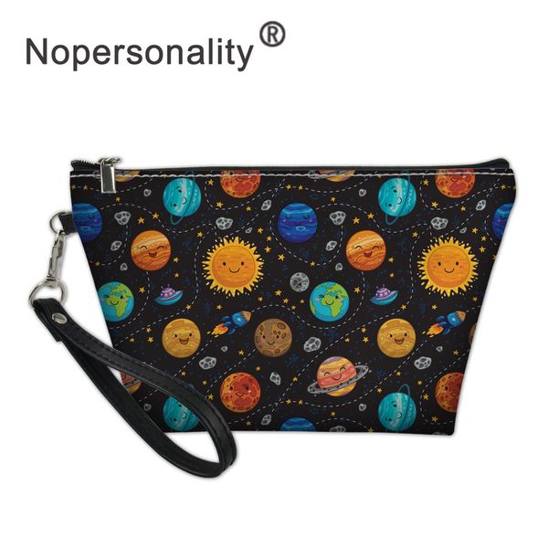 

nopersonality cartoon planets printed cosmetic bag for make up organizer women leather makeup bag travel toiletry wash pouch