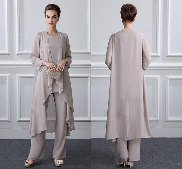 

2019 Mother of the Bride Pant Suits with Chiffon Wrap Formal Party Wedding Mother of Bride Pant Suits Plus Size Cheap Custom Made