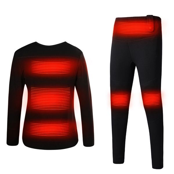 

men women electric heated underclothes shirt trouser outdoor underwear set clothing hiking skiing motorcycle cycling warm usb