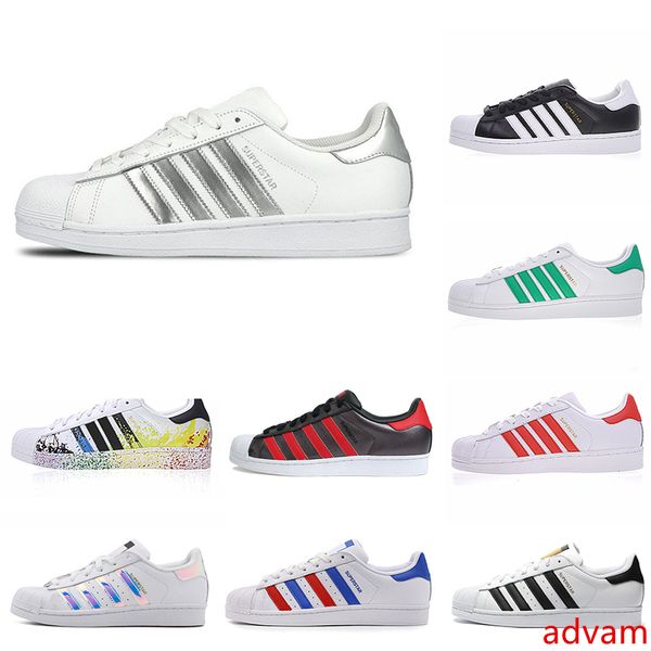 

size 36-45 original superstar white hologram iridescent junior superstars casual shoes super star women men women leather fashion shoe