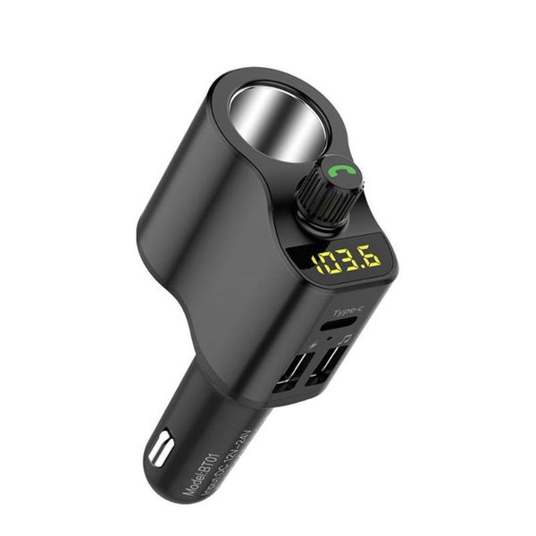 

fm transmitter bluetooth 5.0 car kit handscar lighter player socket dual cigarette splitter usb charger music u3q5