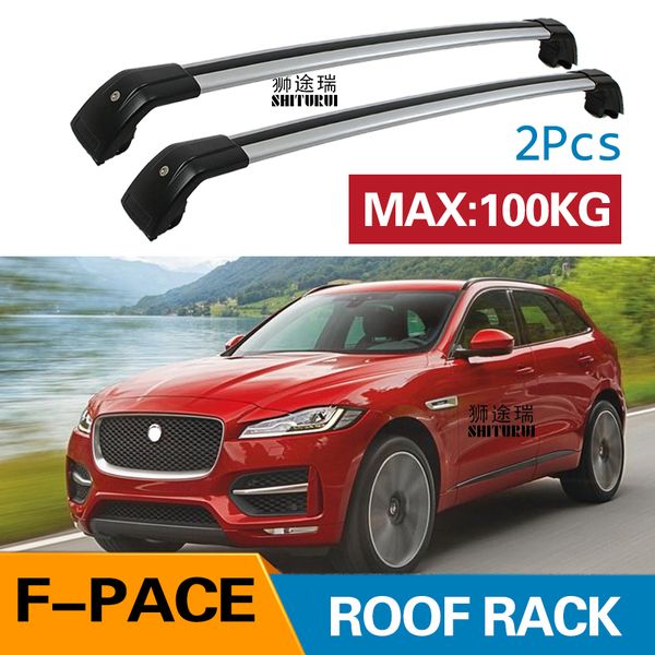 

2pcs roof bars for jaguar f-pace 2016+ 2018+ aluminum alloy side bars cross rails roof rack luggage