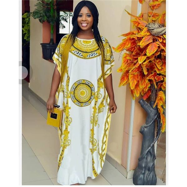 

Designer Womens Flora Print Dress Luxury Gold Pattern Brand Midi Dresses Africa Fashion Womens Casual Dress