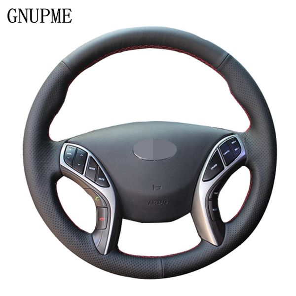 

gnupme hand-stitched soft artificial leather car steering wheel cover for elantra 2011-2018 avante i30 2012-2018