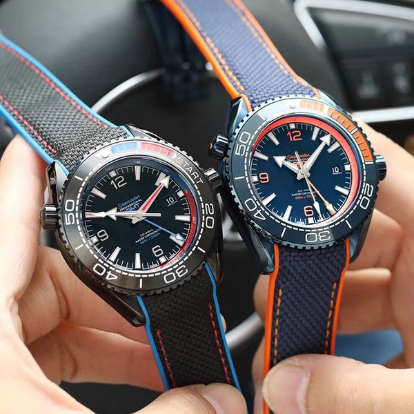 

luxury mens watch planet ocean co-axial 600m james bond 007 ceramic bezel automatic mechanical designer professional wristwatch, Slivery;brown