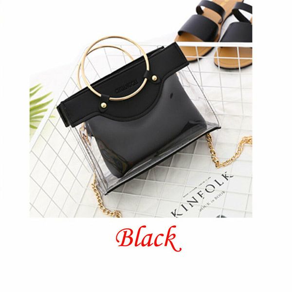 

new women bag lady girls lovely pvc transparent leather chain shoulder bag tote satchel travel street messenger crossbody