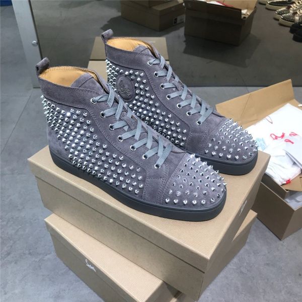 

version luxury fashion rivet men's shoes stitching graffiti high-shoes red bottom couple rhinestone women's shoes size 35-47 02, Black