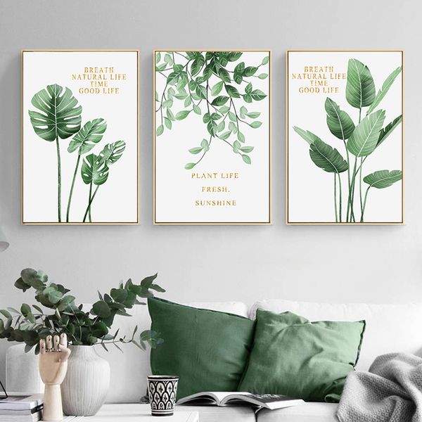2019 Green Plant Home Decoration Wall Art Canvas Painting Monstera Leaf Nordic Posters And Prints Wall Pictures For Living Room Decor From Sophine12