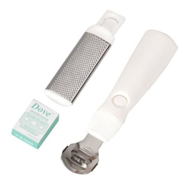 

foot pedicure + corn/callus/cuticle shaver remover cutter set, Silver