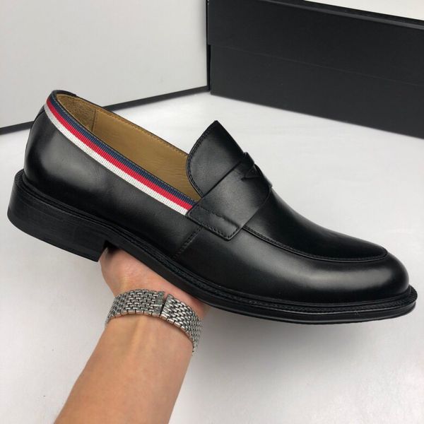 

классический красный синий белый край мужские ботинки платья натуральной кожи партия свадьба бизнес обувь моды для мужчин карьеры кроссовки, Black