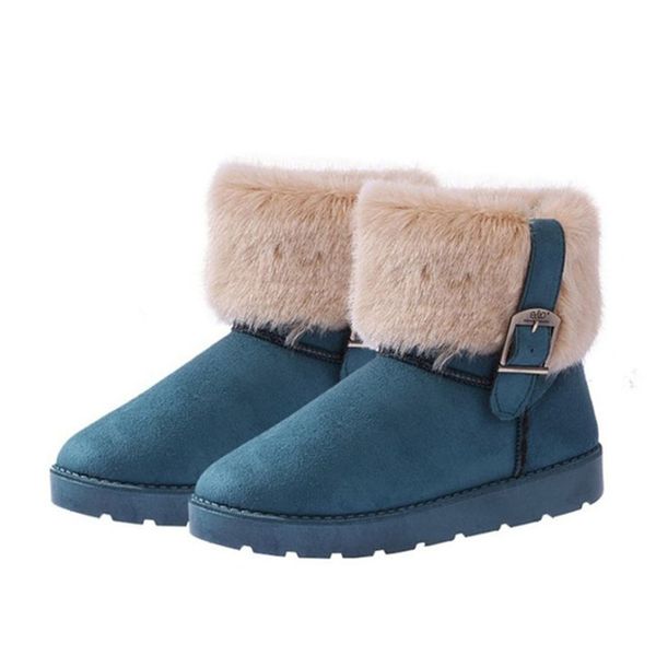 

women winter warm slip on snow boots ladies suede casual buckle platform boots short furry plush woman fashion female shoes, Black