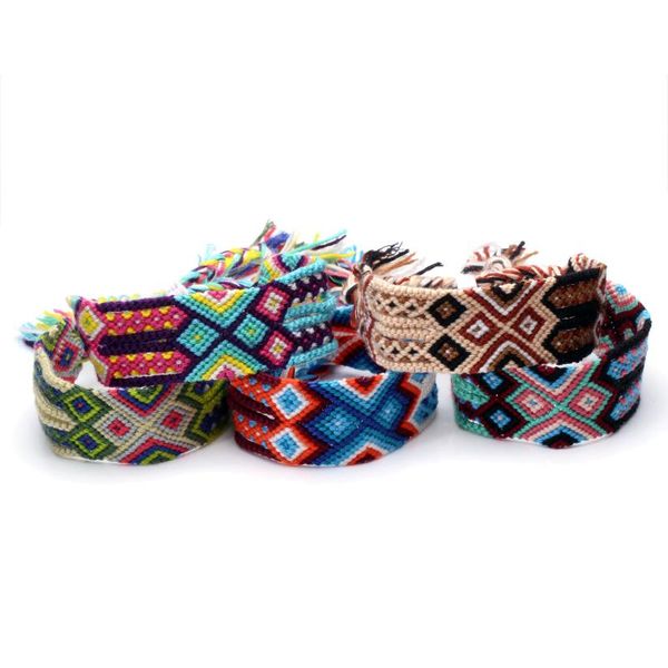 

wide multicolor embroidery string handmade friendship bracelet women men aztec wayuu smmer eco beach jewelry present, Golden;silver