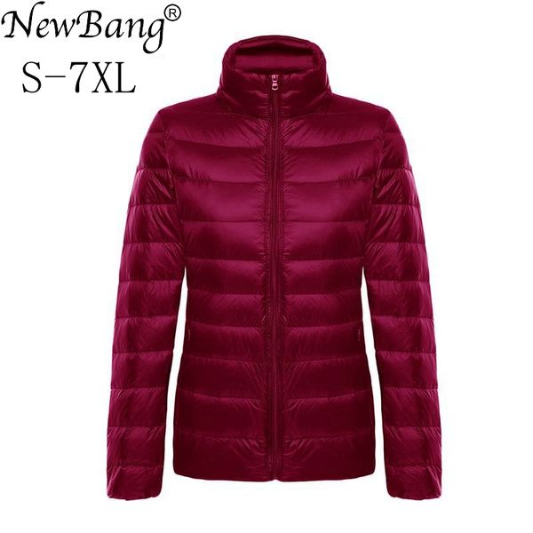 

newbang brand 6xl 7xl plus women' down coat ultra light down jacket women feather overcoat lightweight windbreaker coats, Black