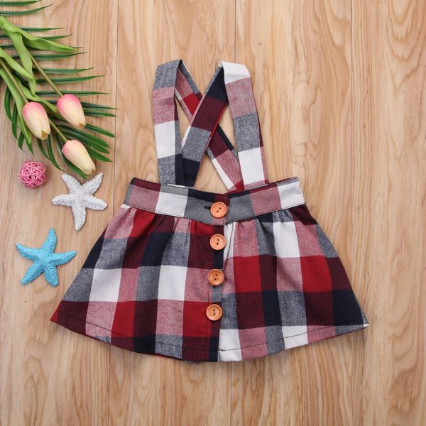 

newborn baby little girl princess dress red plaid straps skirts clothes outfits, Red;yellow