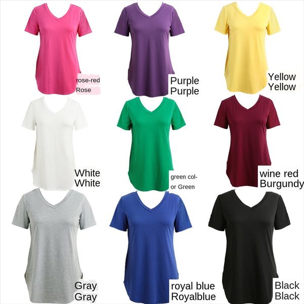 

2019 large size women's v-neck short sleeve female 2019 large size women's t-shirt v-neck short sleeve t-shirt female, White