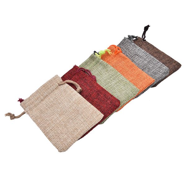 

10pcs 7x9cm 10 x 14cm mini burlap jute drawstring bags jewelry pouches bags christmas rustic bag