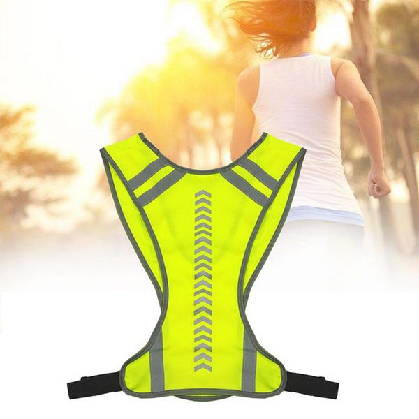

night run cycling outdoor sports arrow guided reflective vest pocket high visibility breathable adjustable belt safety equipment, Black