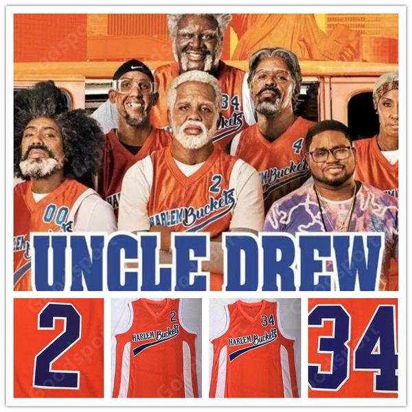 

2020 фильм трикотажные изделия дядя дрю # 2 # 34 шакил о'нил orange basketball джерси вышитыми сшитые логотипы бесплатная доставка, Black